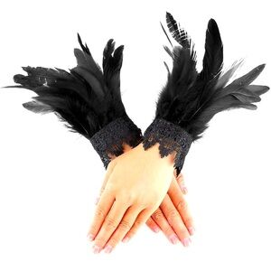 Halloween Feather & Lace Cuffs